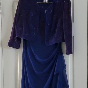 Elegant Navy Blue Evening Wedding Dress with Beaded Jacket